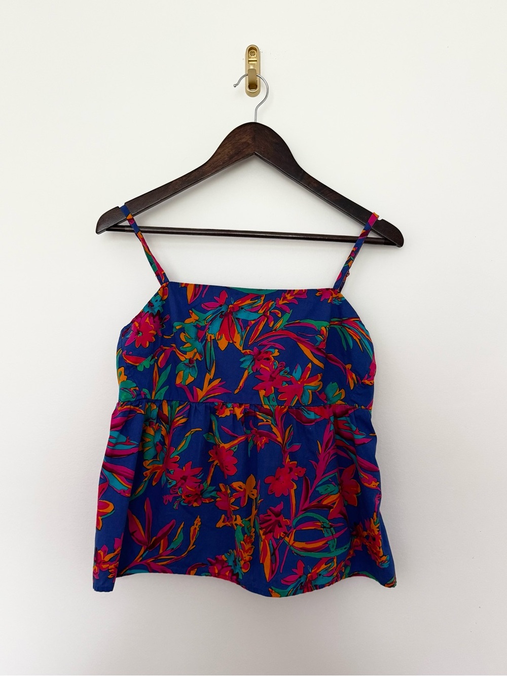 J.Crew Size 8 Tropical Cami Top Blue Tie Back Babydoll Y2K